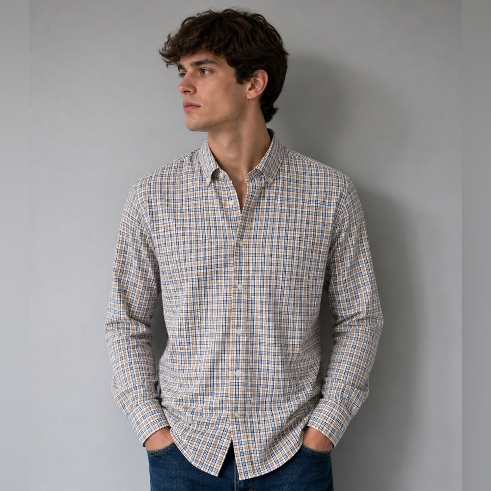 Stantt Men’s Shirt sz L Vanderbilt Plaid Button Down # E446